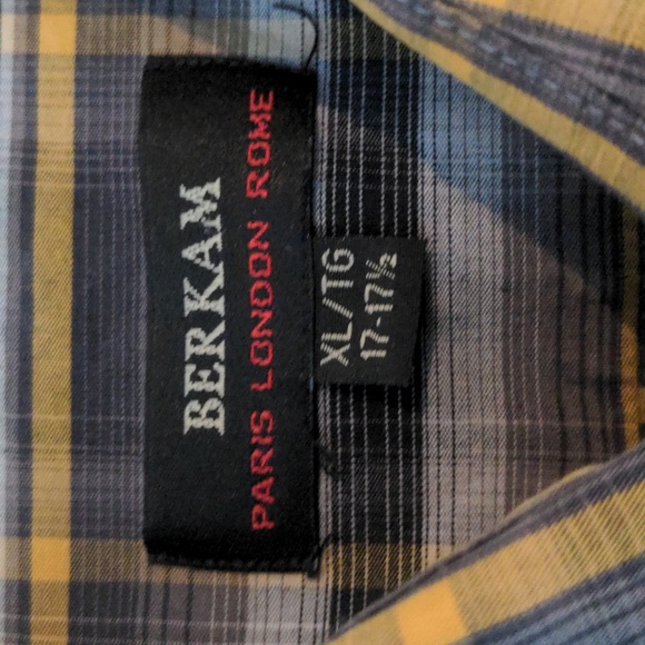 Berkam Shirt Mens XL Grey Black Plaid Western Button Down Cowboy Short Sleeve - Picture 4 of 7